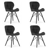 Cumpara ieftin Set 4 scaune stil scandinav, Artool, Lago Velvet, catifea, lemn, negru, picioare negre 47x36x73.5 cm