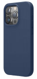 Husa de protectie din Silicon cu Microfibra la interior compatibila iPhone 15 Pro, Albastru inchis