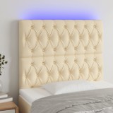 Cumpara ieftin Tăblie de pat cu LED, crem, 100x7x118/128 cm, textil