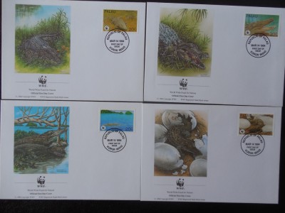 Palau-WWF,FDC crocodili-set complet foto
