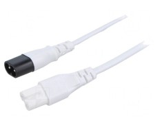 Cablu IEC C7 mamă - IEC C8 tată, 3m, 2x0,75mm&sup2;, 250V, alb