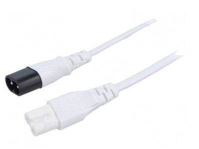 Cablu IEC C7 mamă - IEC C8 tată, 3m, 2x0,75mm&amp;sup2;, 250V, alb foto