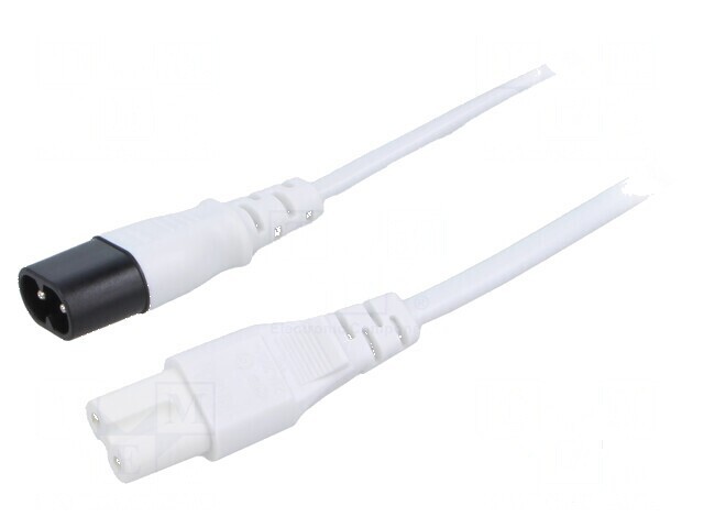 Cablu IEC C7 mamă - IEC C8 tată, 3m, 2x0,75mm&sup2;, 250V, alb