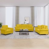 vidaXL Set de canapele cu perne, 3 piese, galben, catifea 3202196