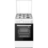 Aragaz pe gaz Heinner HFSC-S60LITGWH, 50 x 60, 4 arzatoare, Aprindere electrica, Alb