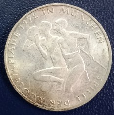 (A1044) MONEDA DIN ARGINT GERMANIA - 10 MARK 1972, LIT. G, OLIMPIADA DE LA MUNCHEN