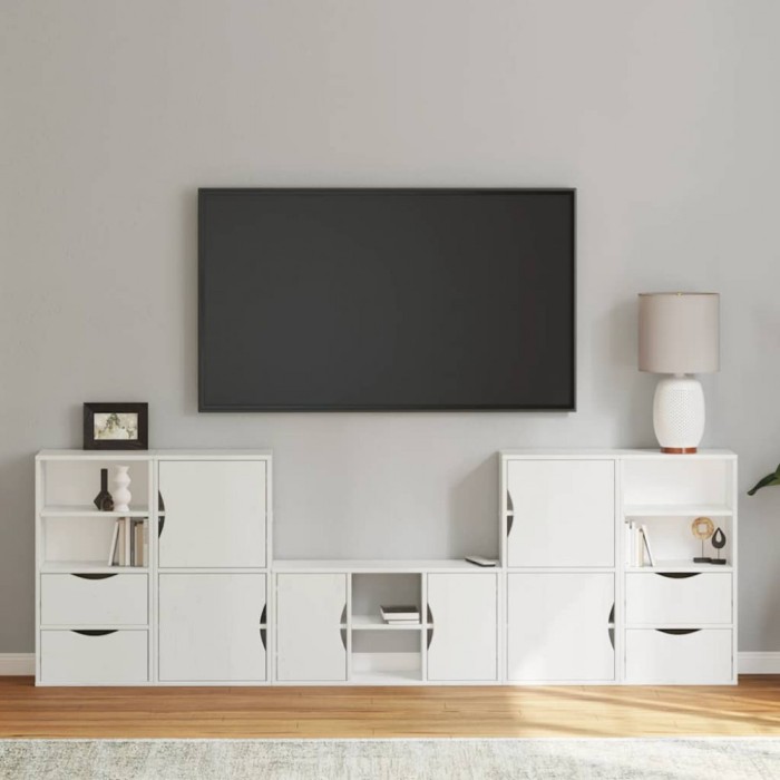 vidaXL Unități TV 5 piese cu depozitare ODDA din lemn masiv de pin alb 3365375