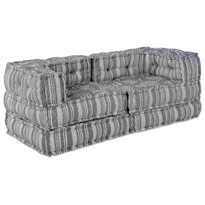 vidaXL Canapea modulară Dungi 2 pcs Gri 70 x 70 x 54 cm țesătură 3315096 foto