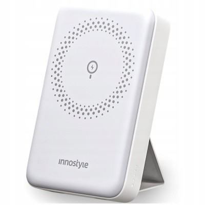 Innostyle Powermag 2In1 Powerbank Cu Inducție Rapidă Pentru Magsafe 10000Mah Stand Alb foto