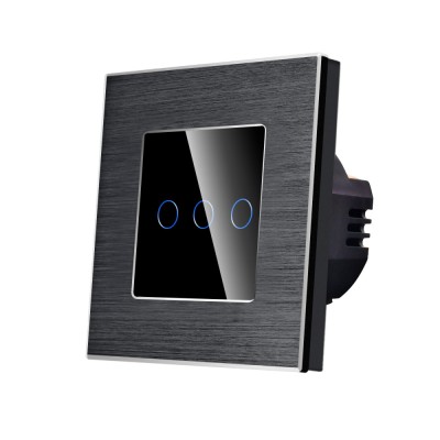 Intrerupator Triplu cu Touch din Sticla si Rama de Aluminiu LUXION SmartElectro IntelligentHouse foto