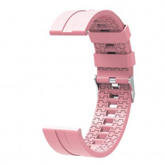 Curea din silicon compatibila cu Fossil Sport Smartwatch 43mm, Telescoape QR, 22mm, Tickle Me Pink