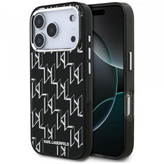 Husa MagSafe pentru Apple iPhone 17 Pro, Karl Lagerfeld, IML KL Monogram, Neagra