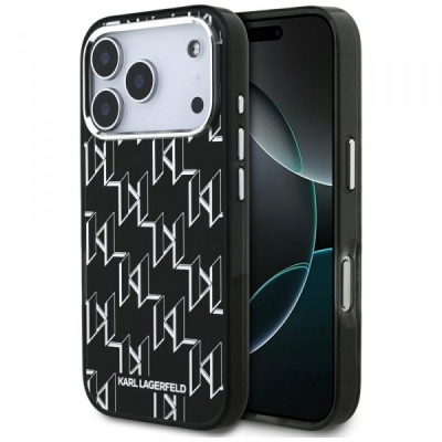 Husa MagSafe pentru Apple iPhone 17 Pro, Karl Lagerfeld, IML KL Monogram, Neagra foto