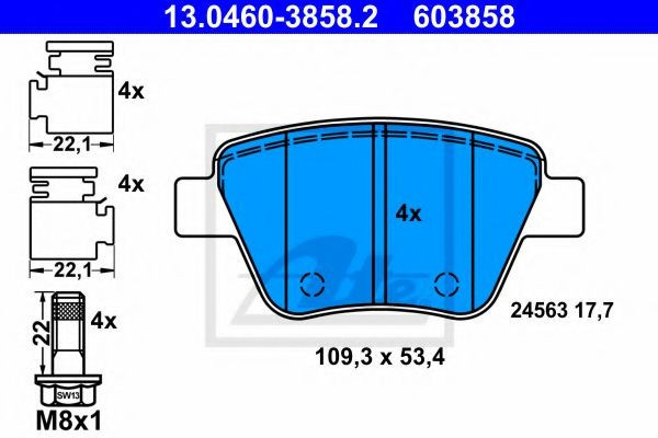 Set placute frana,frana disc SEAT LEON (1P1) (2005 - 2012) ATE 13.0460-3858.2