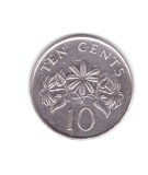 Moneda Singapore 10 cents/centi 2005, stare foarte buna, curata, Asia, Cupru-Nichel