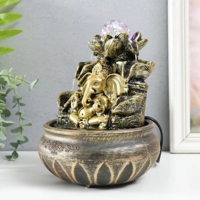 Fantana de apa Feng Shui in trepte cu lumina led si Ganesh de protectie foto