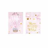 Tablou CANVAS haios, pentru camere fetite, Elefant roz, cu mesaj inspirational, decoratiune perete copii, 2 bucati, A4