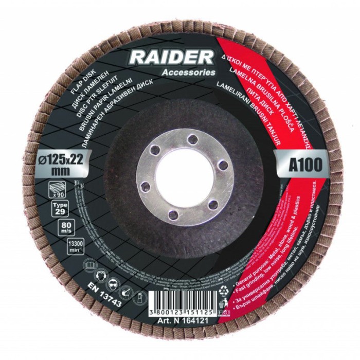 Disc pentru slefuit, 125 mm, A-150, Raider 164123