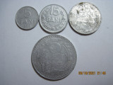 Romania (e122) - 5, 15 Bani 1975, 25 Bani 1982, 5 Lei 1978 - lot din aluminiu
