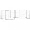 Padoc caini de exterior cu acoperis, 12,1 m&sup2;, otel galvanizat