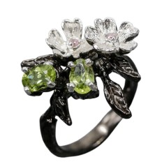 Inel bijuterie din argint 925 cu peridot si zirconiu
