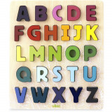 Puzzle incastru cu litere colorate din lemn