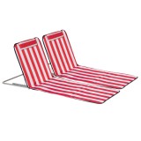 Outsunny Set 2 Șezlonguri de Plajă cu Spătar Reglabil &icirc;n 5 Poziții, Tetieră și Geantă de Transport, 124x53x45 cm, Roșu | Aosom Romania