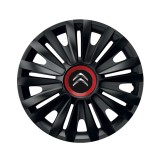 Set 4 capace roti Negre Cu Inel Rosu Royal R15 Compatibil Cu Citroen