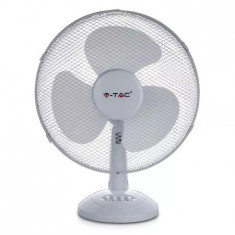 Ventilator de birou V-tac, 40W, 3 viteze, alb