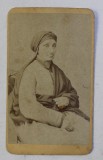 PORTRET DE FEMEIE CU NAFRAMA , FOTOGRAFIE FORMAT CARTE DE VIZITA , ATELIER DIN FRANZENSBAD ( CEHIA ) , SFARSITUL SEC. XIX