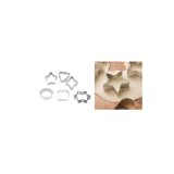 Set de 6 forme din oțel inoxidabil pentru biscuiți, cu forme multiple, presă pentru coacerea prăjiturilor