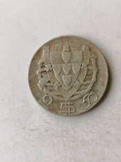 Portugalia 2.5 escudos 1946 argint foto