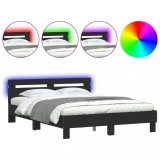 Cumpara ieftin Cadru de pat cu tablie si LED, negru, 140x190 cm