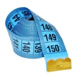 Centimetru clasic de croitorie, ambele fete in cm, 150 cm, albastru