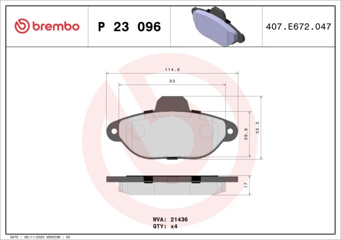 BREMBO P 23 096 PRIME LINE set placute frana,frana disc