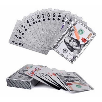 Carti de joc Silver Casino Poker, aspect Dolar $ foto