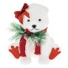 Figurina Crăciun, Urs Polar, Spumă Decorativă, Alb, Fundiță și Fular Roșu, 20x21cm, Oem