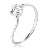 Inel argint, zirconiu transparent &icirc;n montură, formă uşor curbată - Marime inel: 55