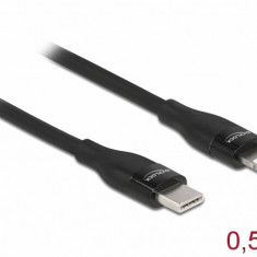 Cablu de date si incarcare USB Type-C la Lightning MFI 0.5m Negru, Delock 86636