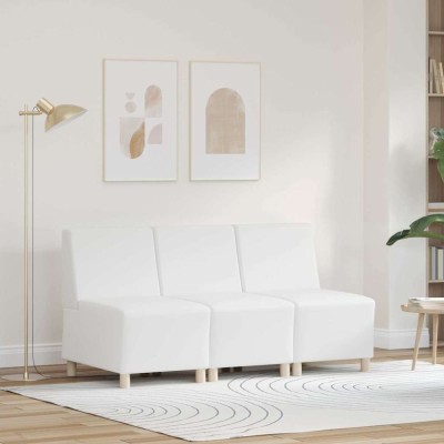 vidaXL Unitate Sofa Modulară Fără Brațe 3 pcs Alb 55 x 74 x 82 cm foto