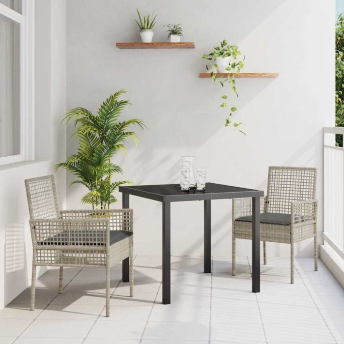 vidaXL Scaun pentru Grădină 2 pcs Gri deschis 53 x 60 x 85cm poliratan 42003450