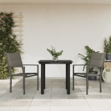 VidaXL Set mobilier de grădină, 3 piese, negru, textilenă și oțel