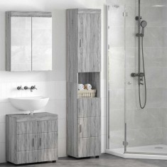 vidaXL Dulap de Baie TULUM sonoma gri 37 x 31.5 x 203 cm Lemn compozit