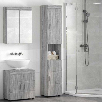 vidaXL Dulap de Baie TULUM sonoma gri 37 x 31.5 x 203 cm Lemn compozit 880357 foto