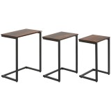 HOMCOM Masă laterală, Masă de cafea, Set de 3, Design industrial, Cadru din oțel, maro+negru, 45 x 30 x 60 cm | Aosom Romania