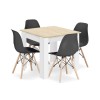 Set masa pentru sufragerie/living + 4 scaune Osaka negru, Artool, lemn, stejar sonoma si alb, 80x80x75 cm, Leobert