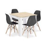 Set masa pentru sufragerie/living + 4 scaune Osaka negru, Artool, lemn, stejar sonoma si alb, 80x80x75 cm GartenVIP DiyLine