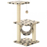Ansamblu pisici stalpi funie sisal, bej, 65 cm, imprimeu labute