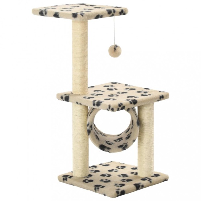 Ansamblu pisici stalpi funie sisal, bej, 65 cm, imprimeu labute