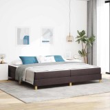 vidaXL Pat cu arcuri Maro 200 x 200 cm Țesătură, Lemn Ingineresc